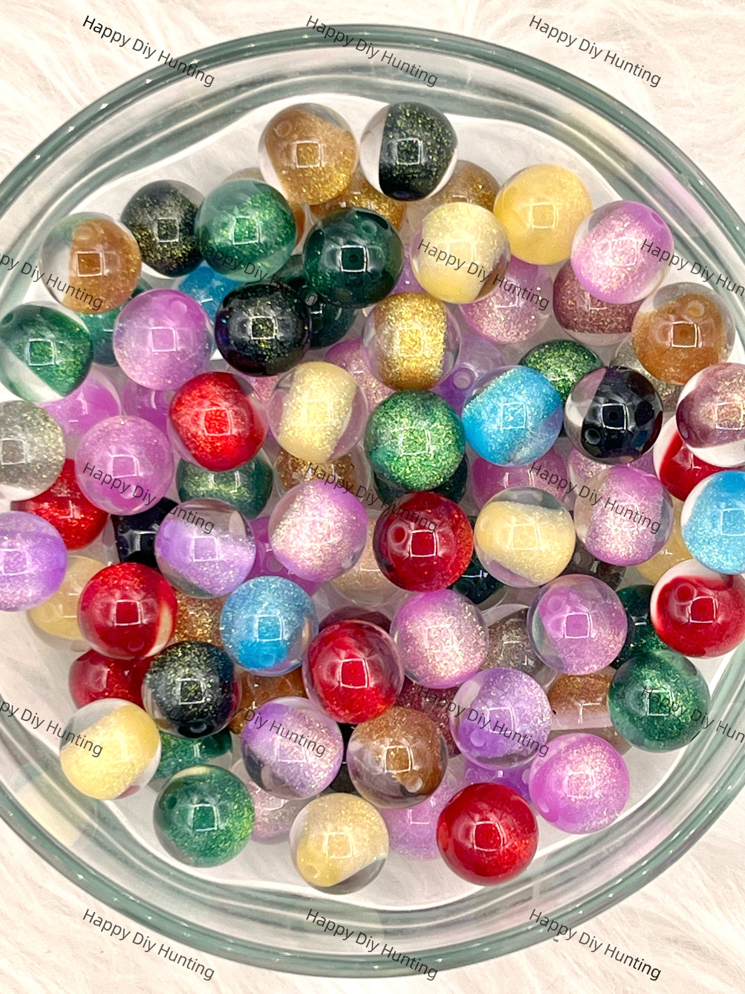 16mm Colorful Glitter River Round Acrylic Beads