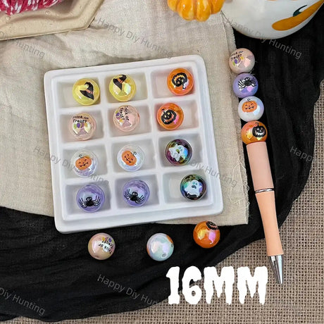 16mm Halloween Round Mix Acrylic Beads for DIY Beadable Pens & Jewelry Making