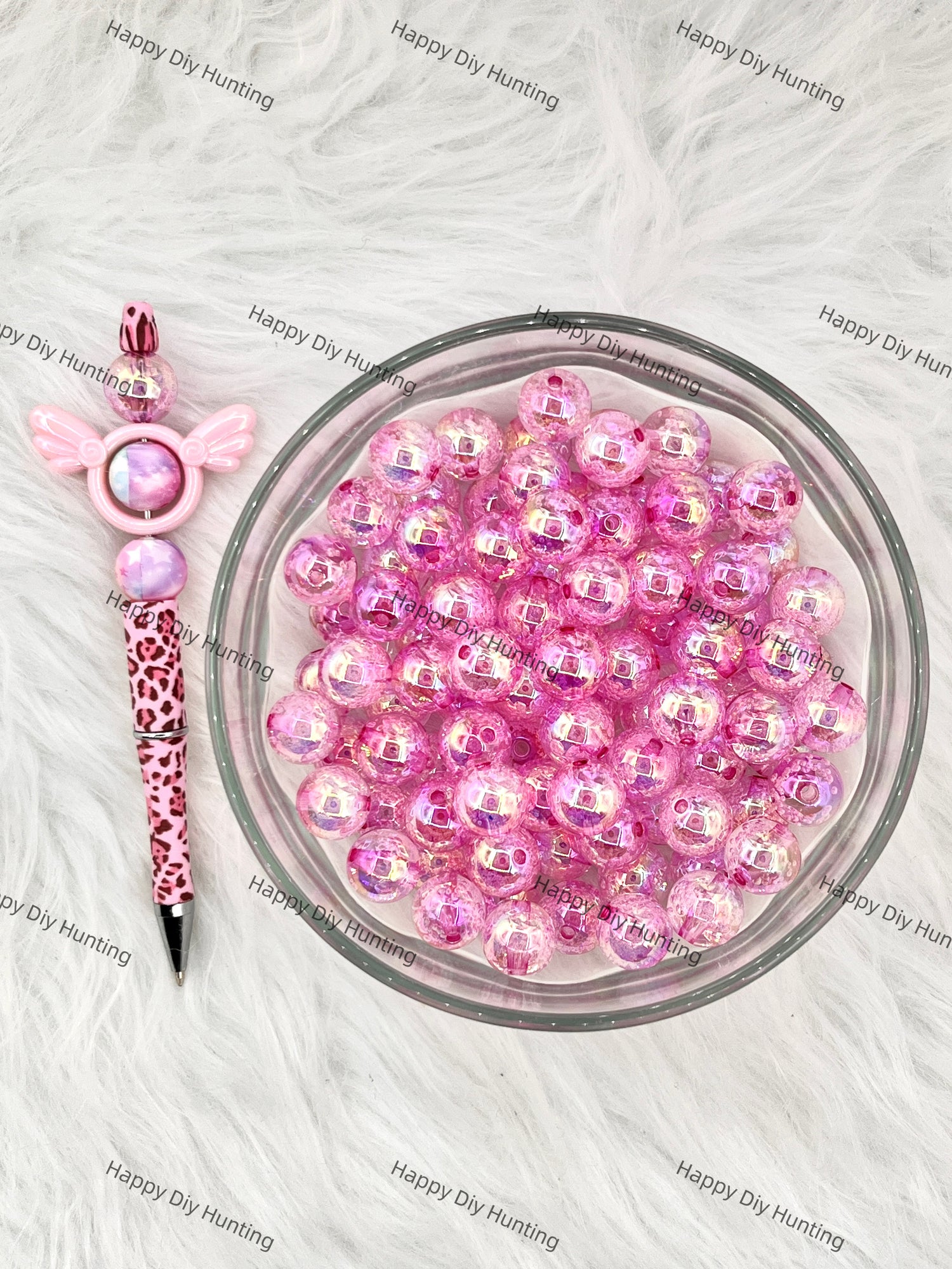 16mm Hot Pink Round Acrylic Beads with Air Bubble Wholesale