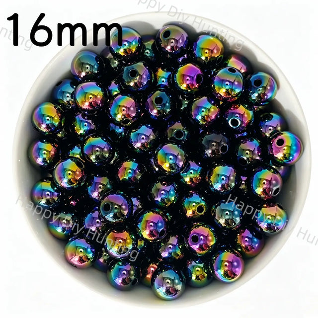 16mm Iridescent UV Finish Frosted Cat Eye Round Acrylic Beads  for DIY Beadable Pens & Jewelry