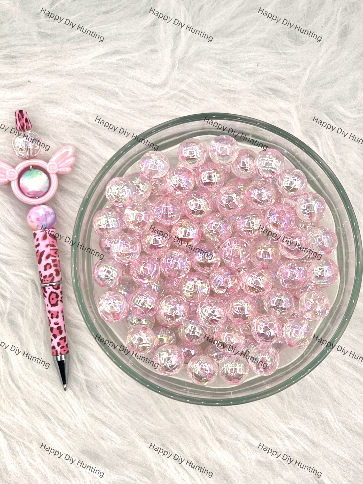 16mm Light Pink Disco Round Clear Acrylic Beads wholesale