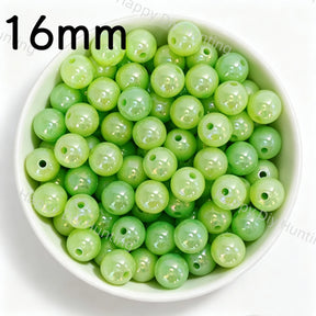 16mm Little Green UV Finish Frosted Cat Eye Round Acrylic Beads  for DIY Beadable Pens & Jewelry