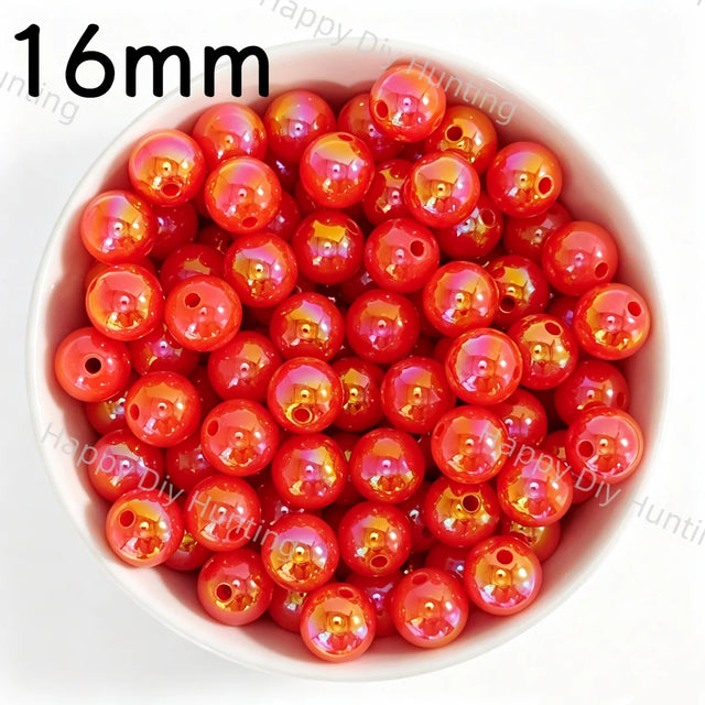 16mm Orange UV Finish Frosted Cat Eye Round Acrylic Beads  for DIY Beadable Pens & Jewelry