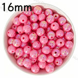 16mm Pink UV Finish Frosted Cat Eye Round Acrylic Beads  for DIY Beadable Pens & Jewelry