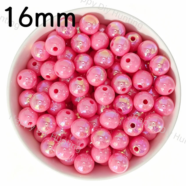 16mm Pink UV Finish Frosted Cat Eye Round Acrylic Beads  for DIY Beadable Pens & Jewelry