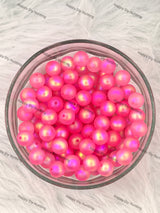 16mm Pink UV Finish Frosted Matte Cat Eye Round Acrylic Beads