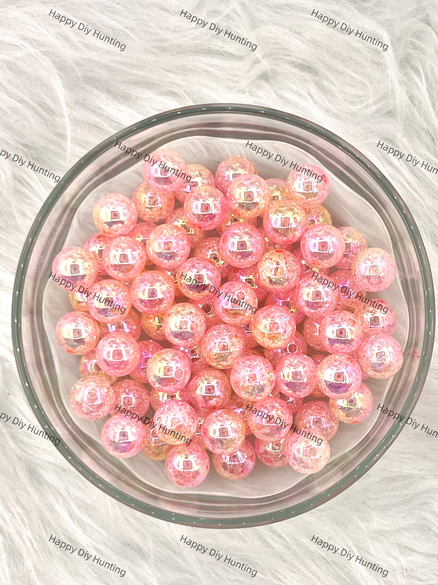 16mm Pink and Orange Gradient Obrent Round Crackle Acrylic Beads