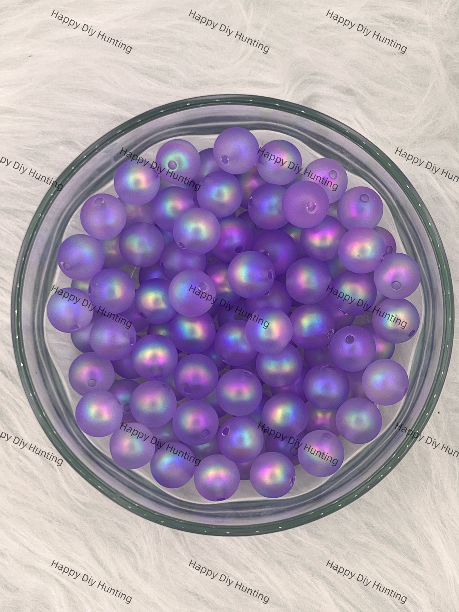 16mm Purple UV Finish Frosted Matte Cat Eye Round Acrylic Beads