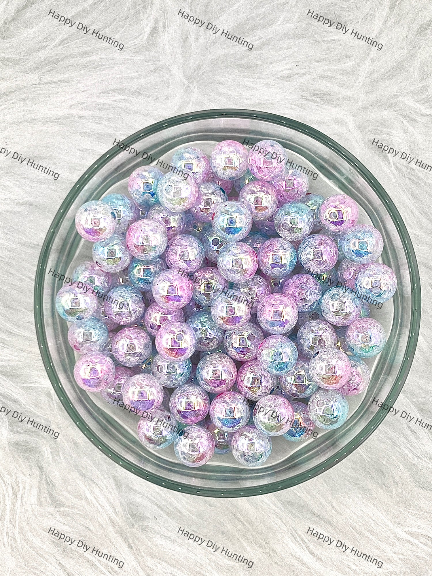 16mm Purple and Blue Gradient Obrent Round Crackle Acrylic Beads