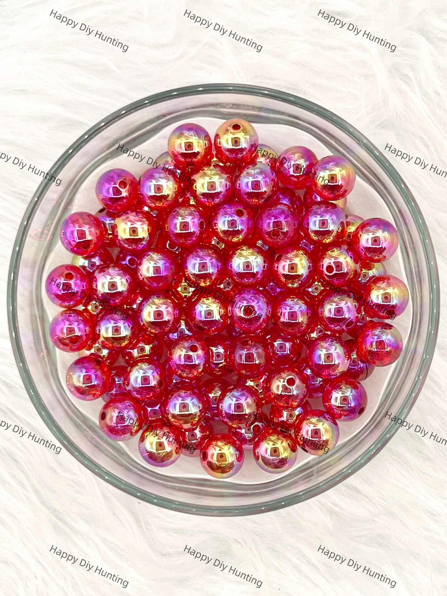 16mm Red Glossy Round Acrylic Beads with Air Bubbles