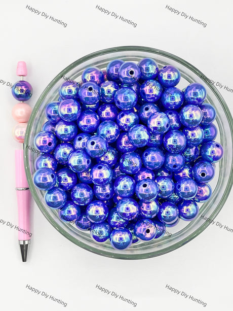 16mm Rolay Blue Round Acrylic Beads