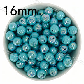 16mm Teal UV Finish Frosted Cat Eye Round Acrylic Beads  for DIY Beadable Pens & Jewelry