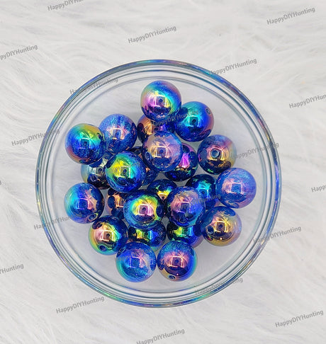 16mm, UV Coated Shiny Round Dark Blue Acrylic Beads