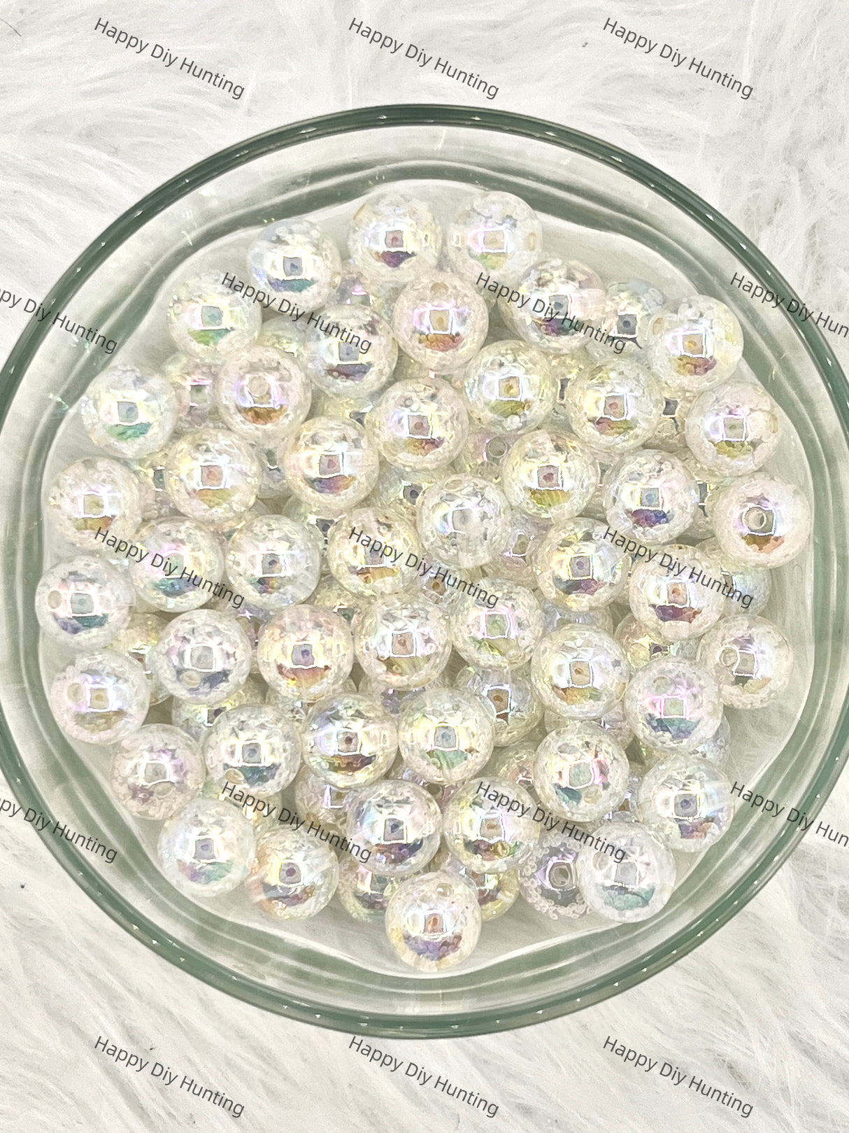 16mm White Glossy Round Acrylic Beads with Air Bubbles Wholesale