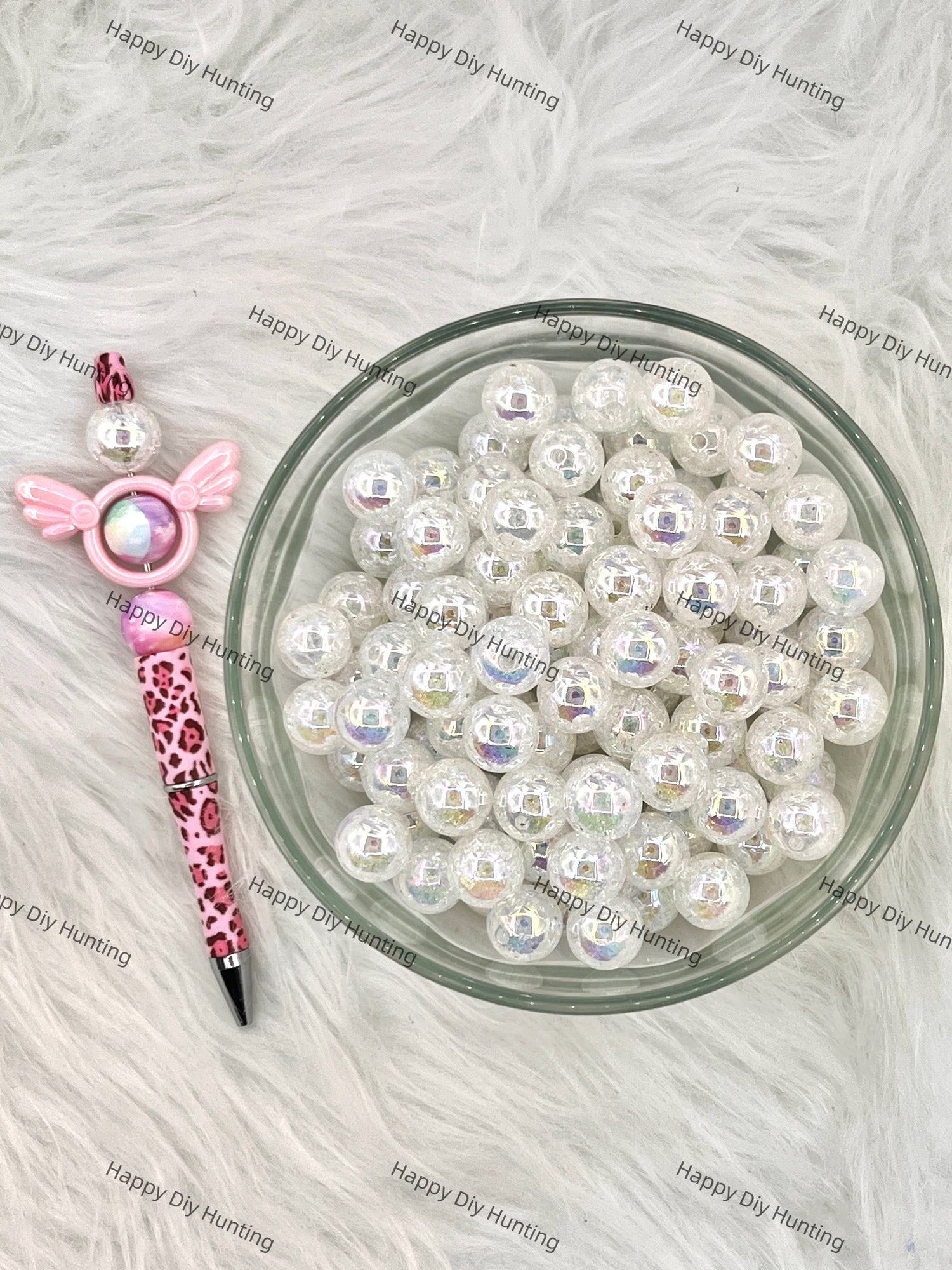 16mm White Shinny Round Acrylic Crackle Beads Wholesale