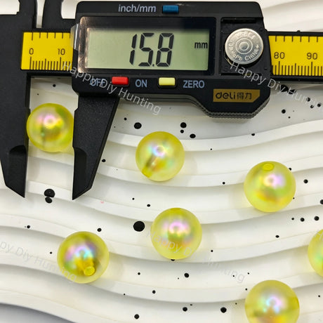 16mm Yellow UV Finish Frosted Cat Eye Round Acrylic Beads  for DIY Beadable Pens & Jewelry
