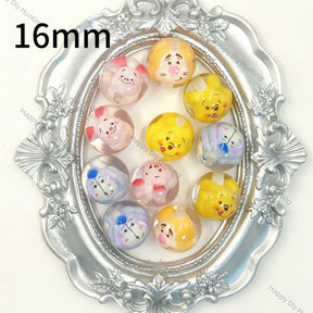 16mm honey‑bear & friends print acrylic focal beads matched with diy beadable pen craft projects