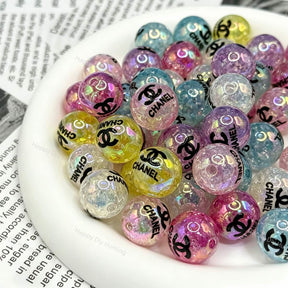 16mm Iridescent Crackle Print Round Acrylic Beads, DIY beadable pen and jewelry making supplies