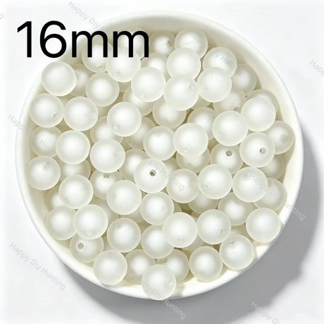 16mm milky white frosted round acrylic beads matte beads for diy beadable pen and jewelry craft projects