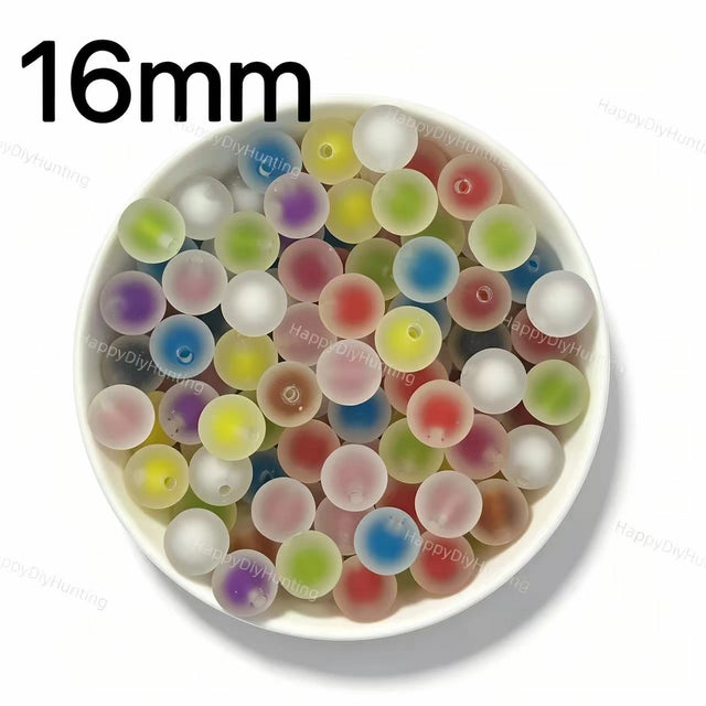 16mm mixed color frosted round acrylic beads matte beads for diy beadable pen and jewelry craft projects