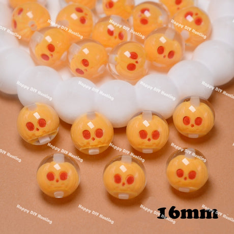 16mm orange Halloween skull head acrylic beads 8pcs focal beads for pen jewelry making