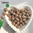 16mm round acrylic beads featuring a classic red and green Christmas checkered pattern. Lightweight, festive, and durable, perfect for beadable pens, keychains, and handmade holiday crafts.