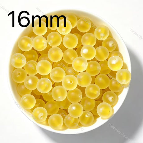 16mm yellow frosted round acrylic beads matte beads for diy beadable pen and jewelry craft projects