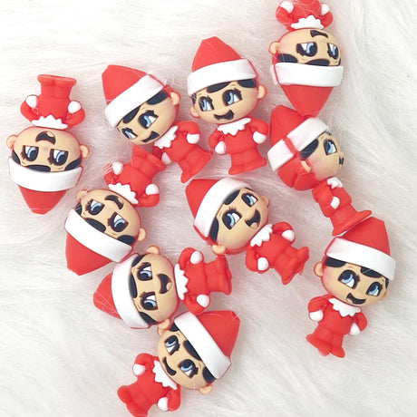 3d guy with Santa's hat Focal Beads, character Focal Beads for Pens
