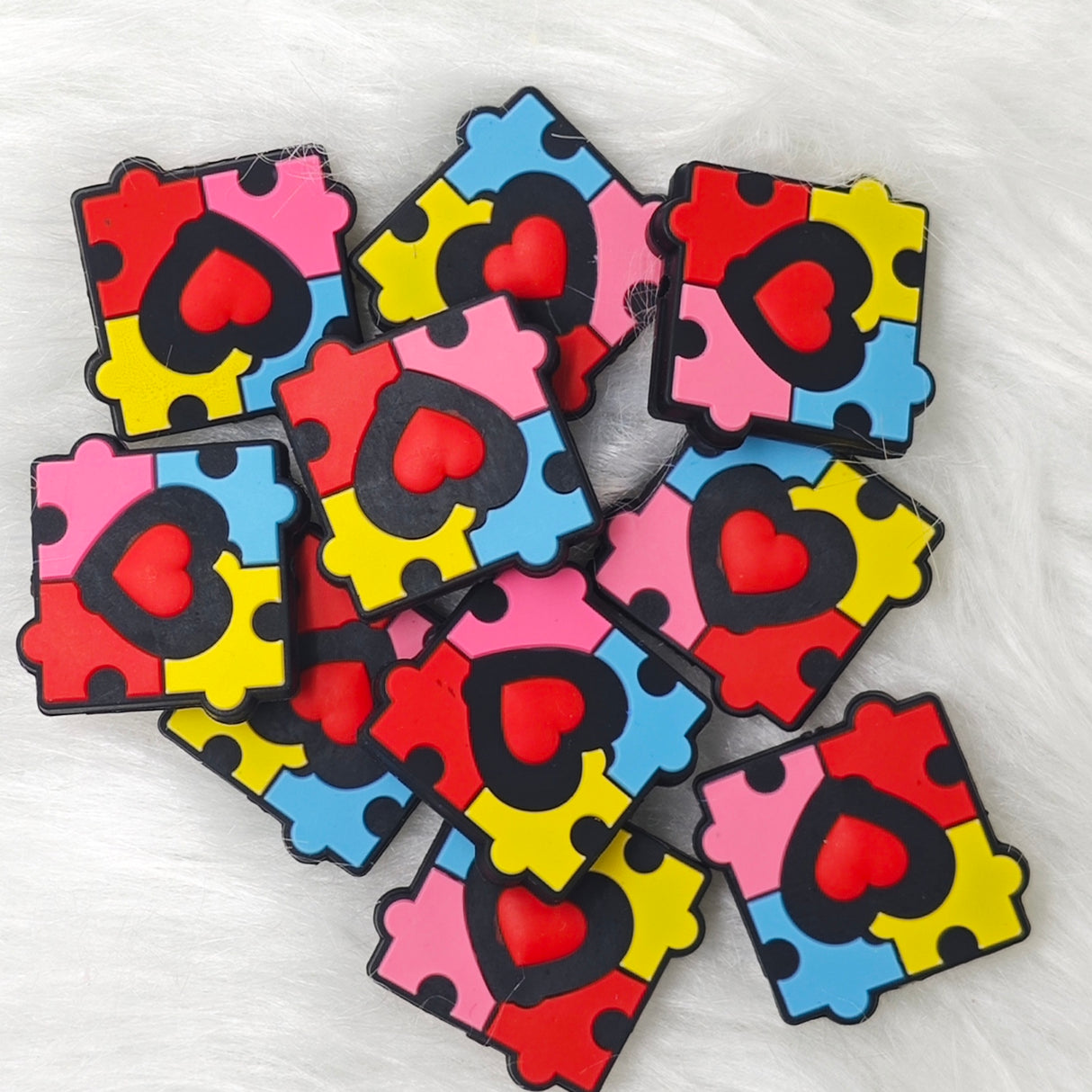 Heart shape Autism Awareness Silicone Focal Beads Wholesale