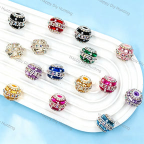 17mm Ornate Pearl Inlaid Rhinestone Beads, Large Hole Decor Beads for Beadable Pen Making