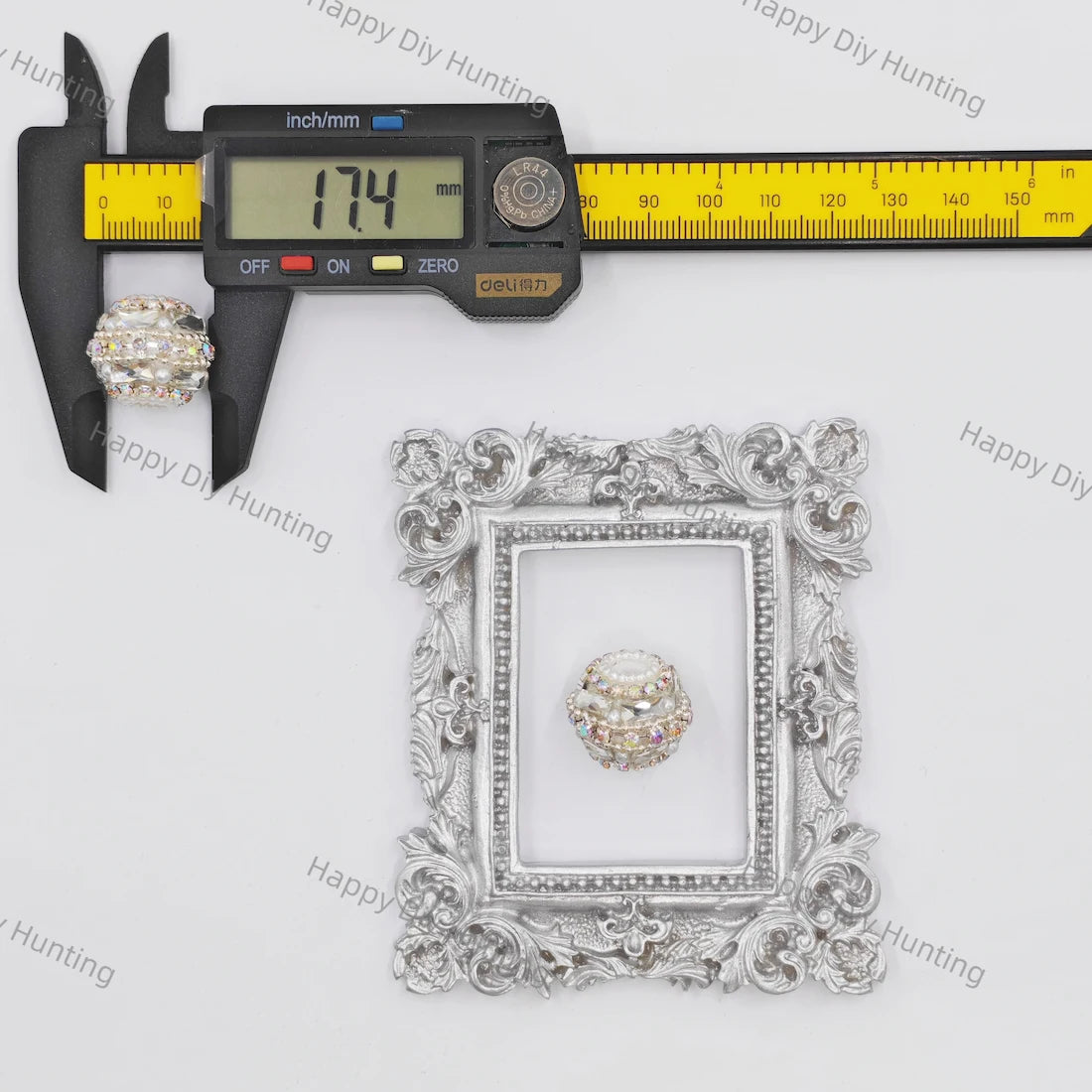 17mm Ornate Pearl Inlaid Rhinestone Beads, Large Hole Decor Beads for Beadable Pen Making