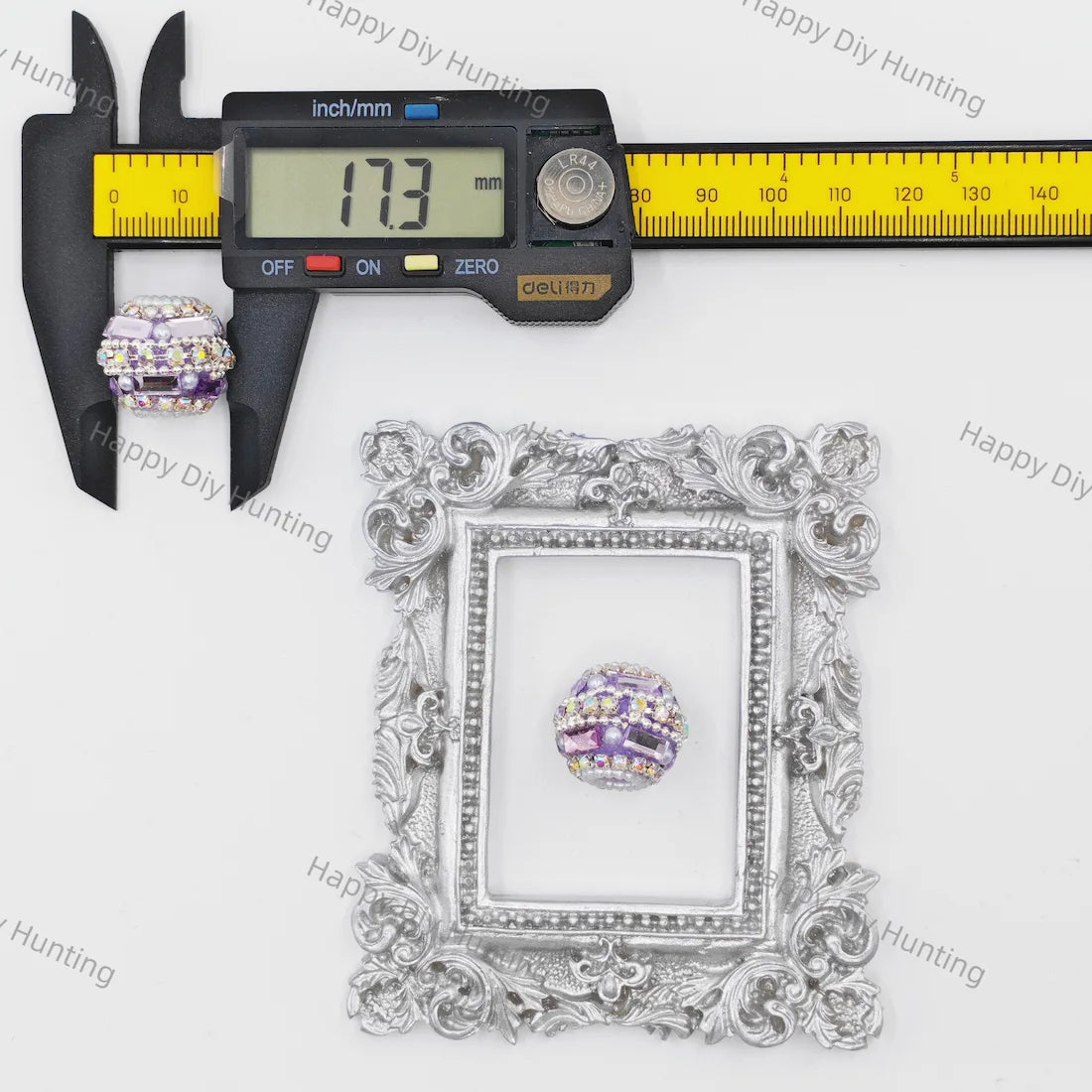 17mm Ornate Pearl Inlaid Rhinestone Beads, Large Hole Decor Beads for Beadable Pen Making