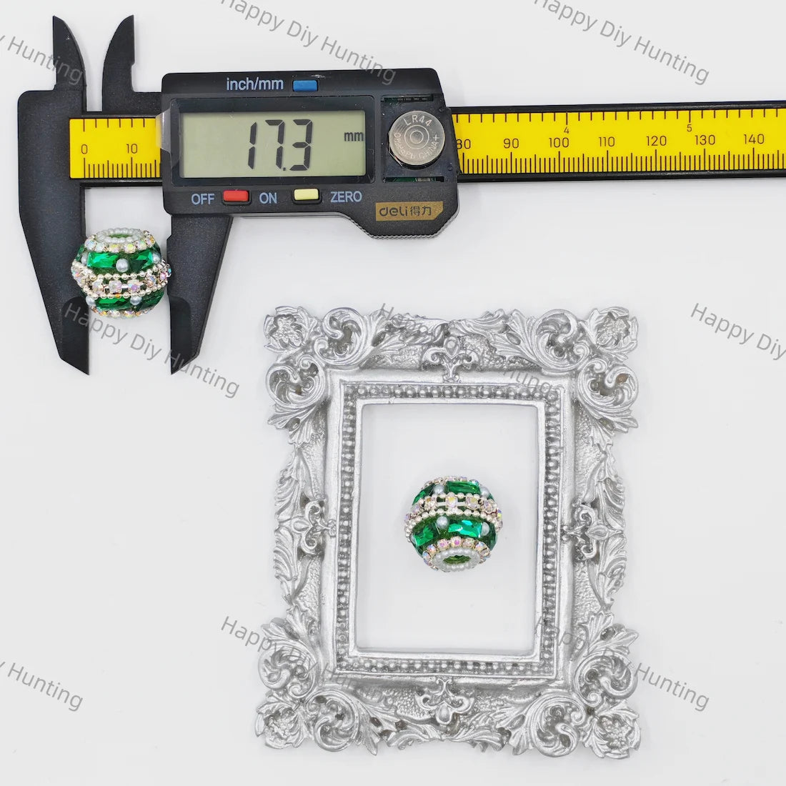 17mm Ornate Pearl Inlaid Rhinestone Beads, Large Hole Decor Beads for Beadable Pen Making