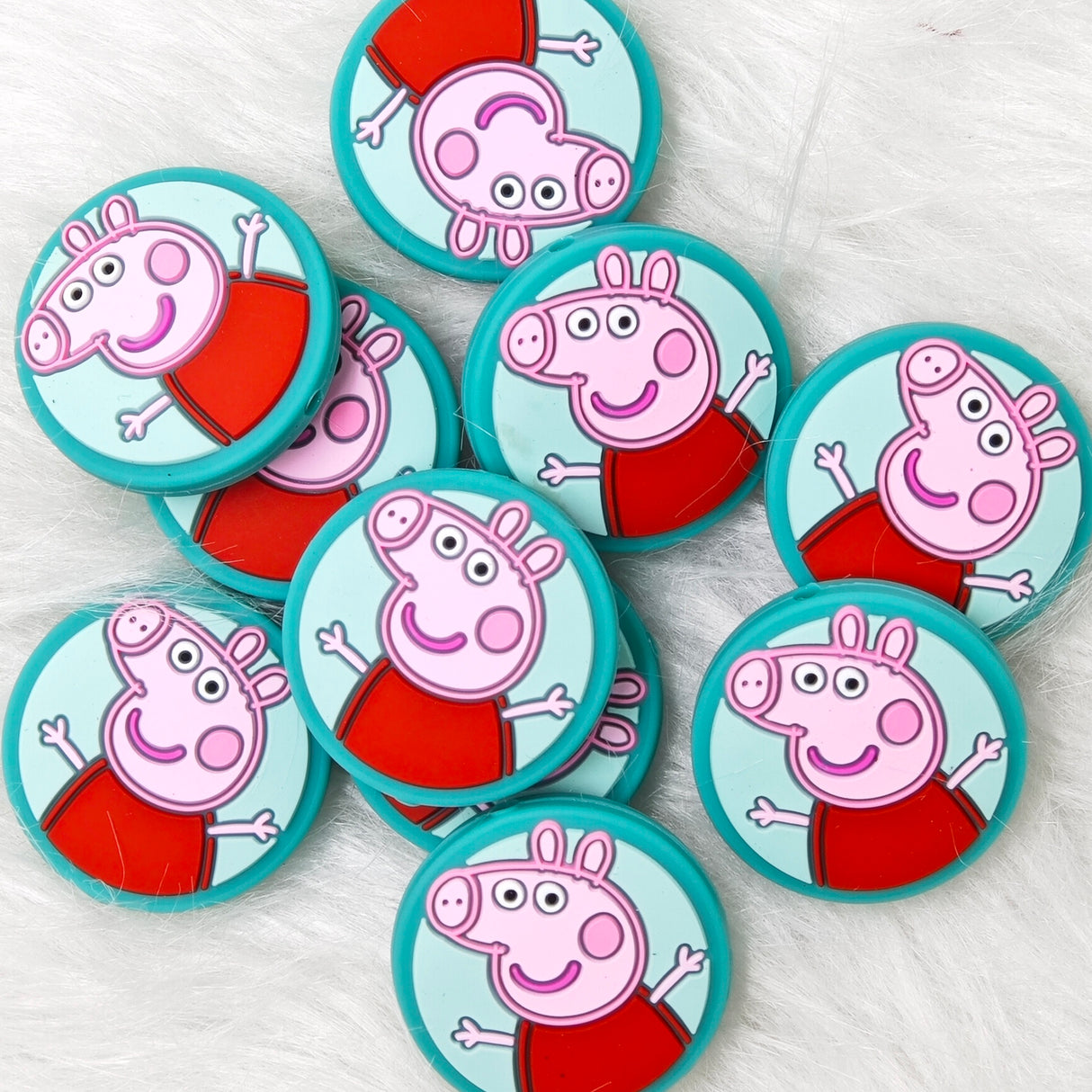 Pink piggy Silicone Focal Beads, character focal beads