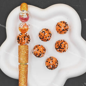 18mm orange 3D leopard print pearl acrylic beads for beadable pen DIY craft