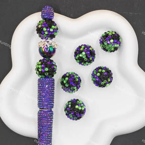 18mm purple green 3D rhinestone acrylic beads for beadable pen DIY craft
