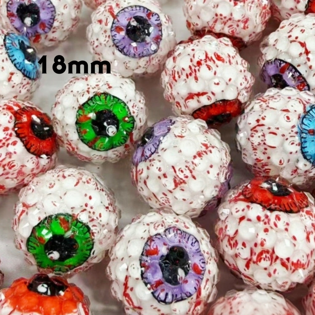 18mm Scary Eyeball Sugar Rhinestone Round Acrylic Beads