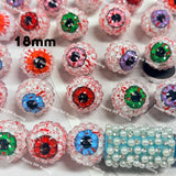 18mm Scary Eyeball Sugar Rhinestone Round Acrylic Beads
