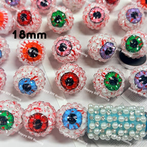18mm Scary Eyeball Sugar Rhinestone Round Acrylic Beads