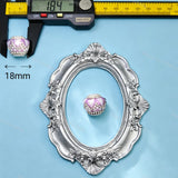 18mm purple crown-shaped bead decorated with pearls and sparkling rhinestones. Elegant and shiny, perfect for beadable pens, keychains, and handmade crafts.