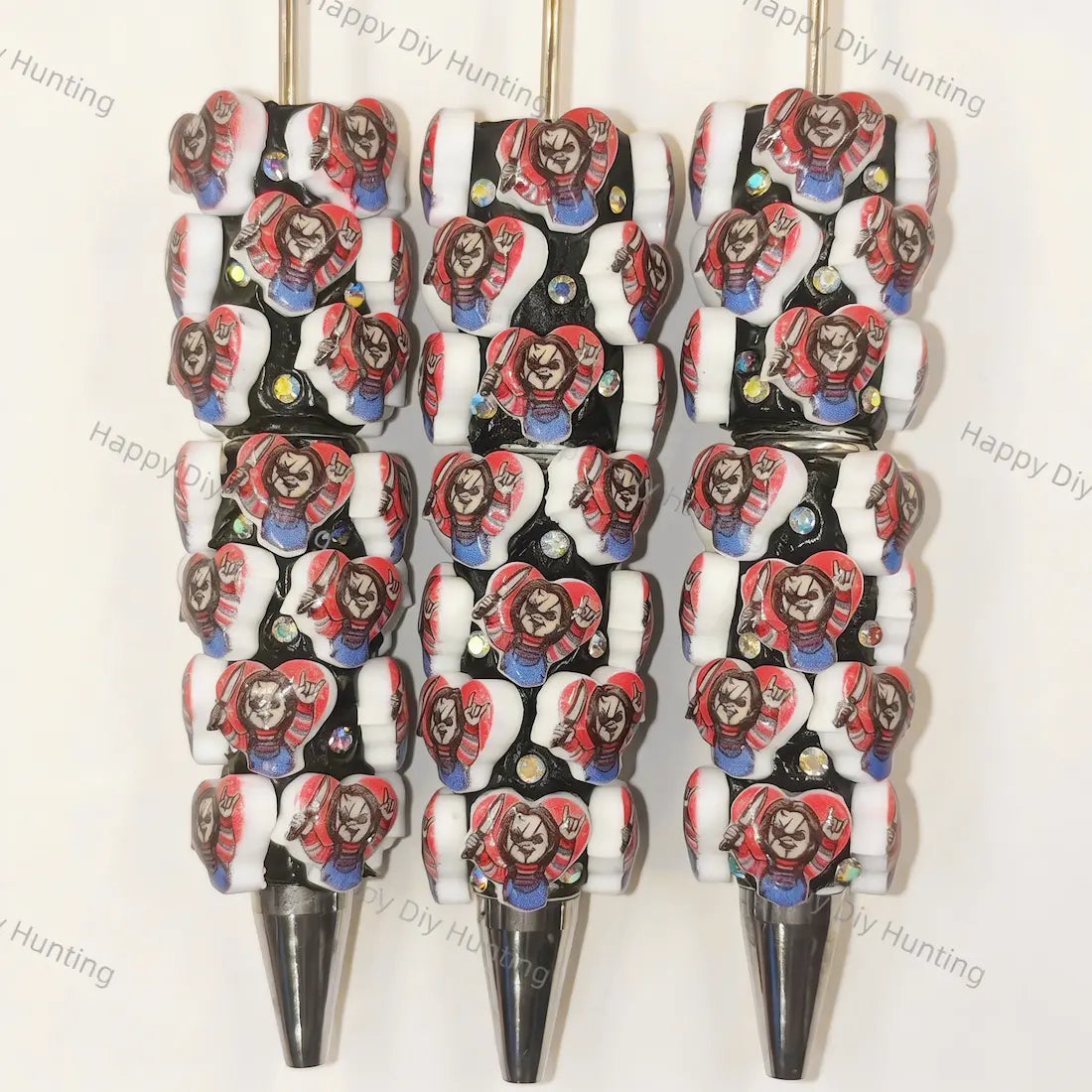 halloween creepy printed heart spooky doll cartoon character beadable pens for diy handmade stationery crafts wholesale
