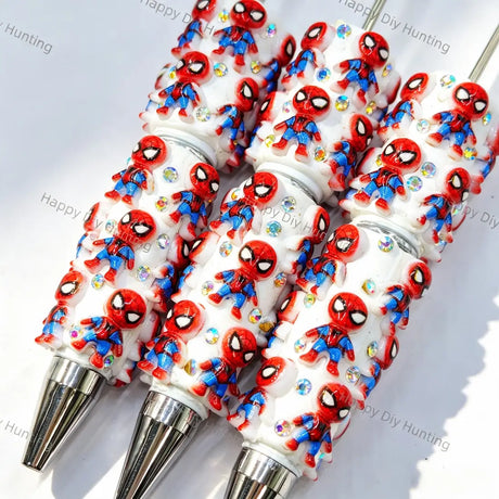 red blue 3d superhero mini figure focal bead beadable pens for diy handmade craft stationery wholesale