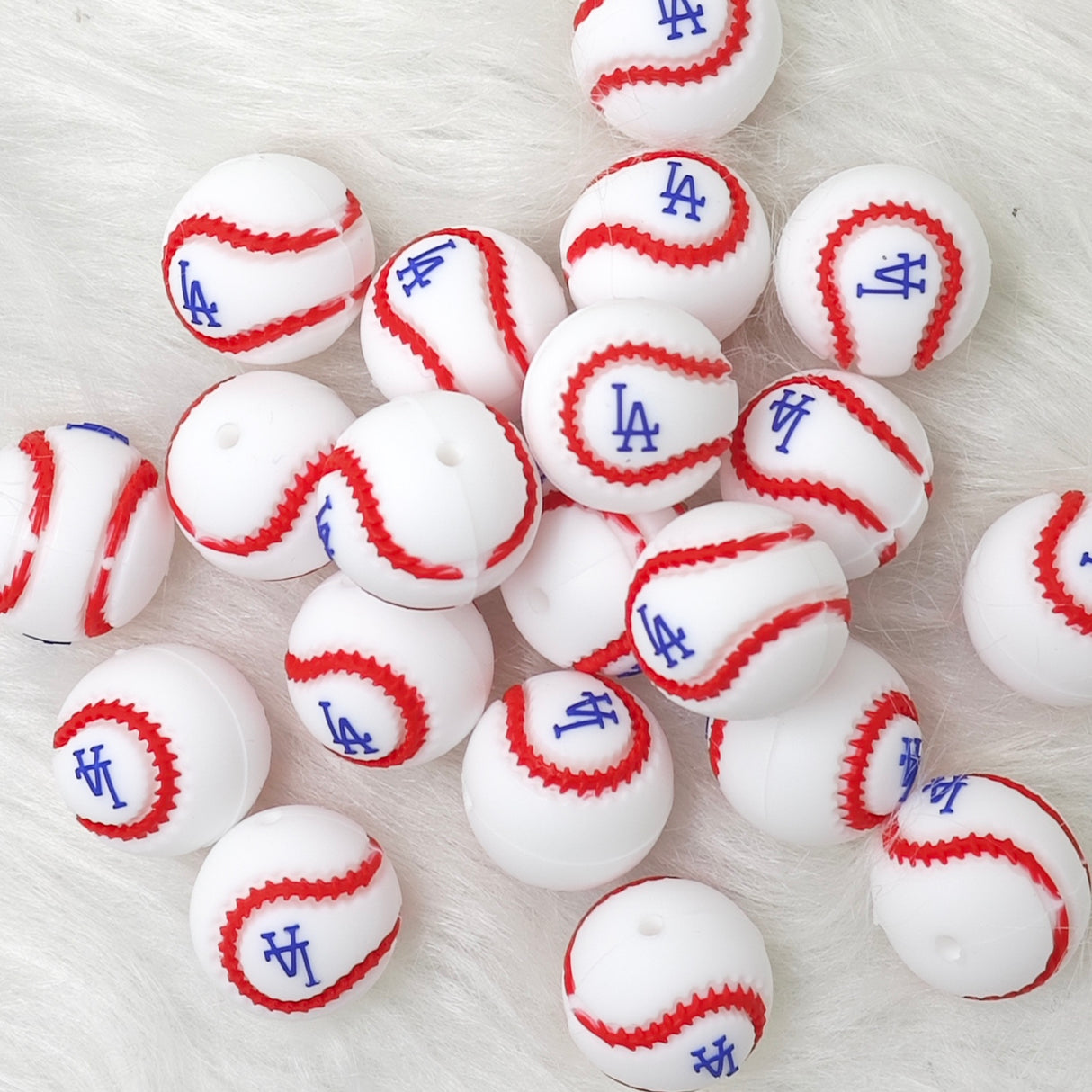 LA baseball team round shape focal Silicone Focal Beads Wholesale