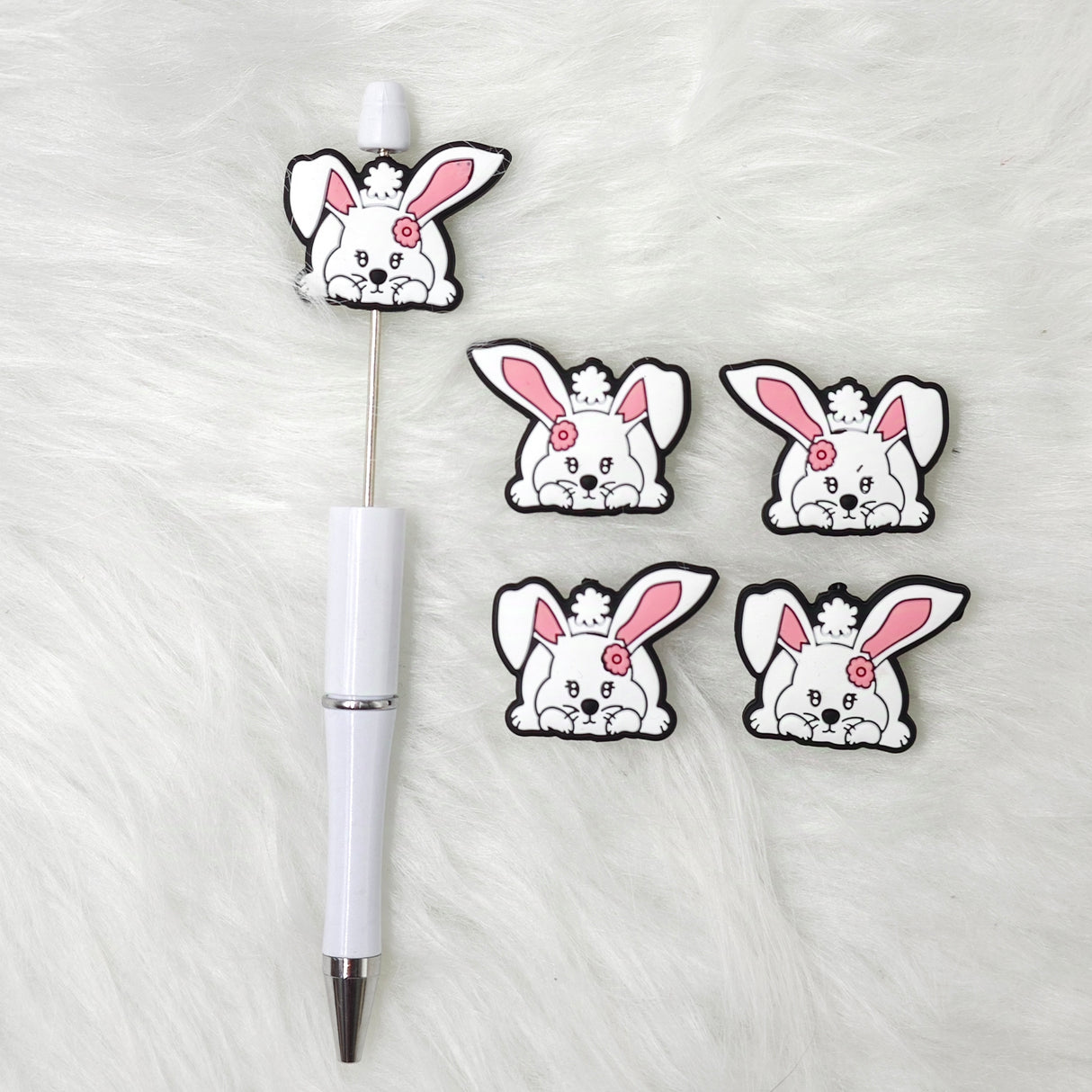 Cute Rabbit head silicone focal beads for Easter Day