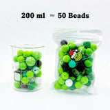 200ml Christmas Green Silicone & Acrylic bead mix, mixed christmas focal beads for diy keychain crafts