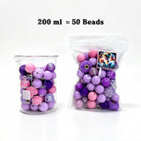 200ml dreamy purple Silicone & Acrylic bead mix, silicone acrylic beads for diy beadable pen making