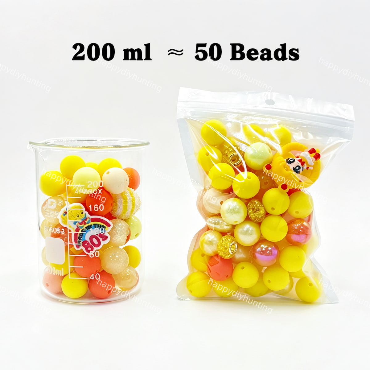 200ml sunshine bright Silicone & Acrylic bead mix, silicone acrylic beads for diy beadable pen making