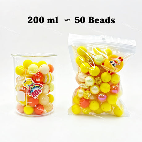 200ml sunshine bright Silicone & Acrylic bead mix, silicone acrylic beads for diy beadable pen making