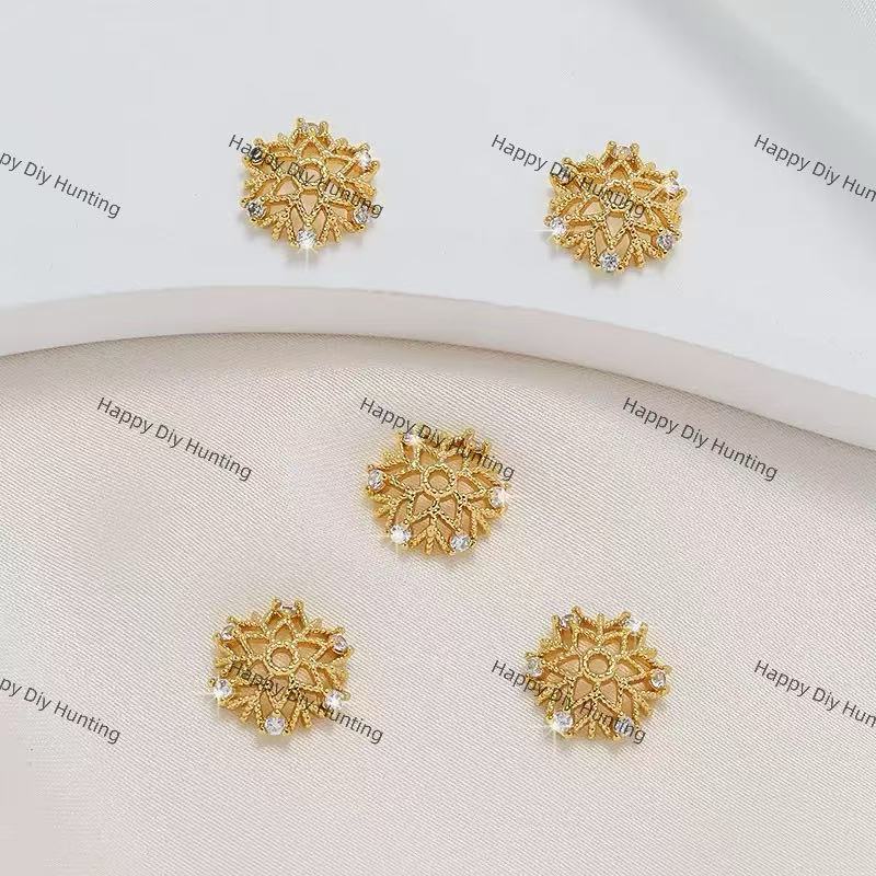 Gold Snow Flake Bead Caps Spacer | Fits 16mm Beads, Premium DIY Jewelry Making Supplies (BC-005)