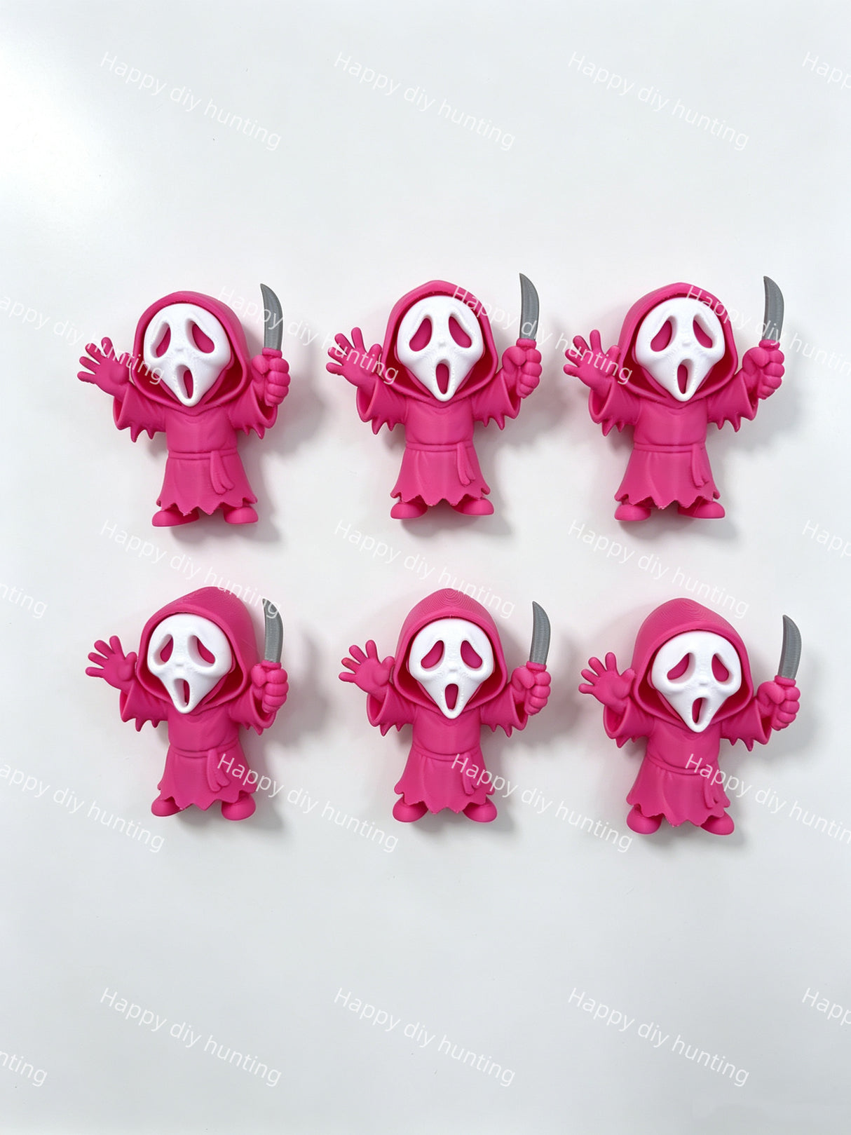 Hot Pink Ghost Face with Knife 3D Printed Pen Topper (No Hole)